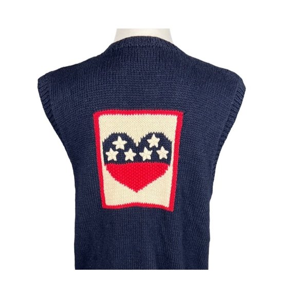 Vintage Marisa Christina Classics Women's Hand Knit American Flag Vest Small S - Picture 6 of 9